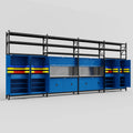 M2222 Modular Work Bench with Shelves - H3100mm x W7500mm