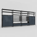 M2222 Modular Work Bench with Shelves - H3100mm x W7500mm | Stainless WBT | Dark Grey
