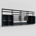 M2222 Modular Work Bench with Shelves - H3100mm x W7500mm | Stainless WBT | Dark Grey