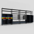M2222 Modular Work Bench with Shelves - H3100mm x W7500mm | Stainless WBT | Dark Grey