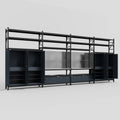M2222 Modular Work Bench with Shelves - H3100mm x W7500mm | Stainless WBT | Dark Grey