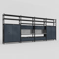 M2222 Modular Work Bench with Shelves - H3100mm x W7500mm | Stainless WBT | Dark Grey