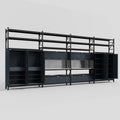 M2222 Modular Work Bench with Shelves - H3100mm x W7500mm | Stainless WBT | Dark Grey