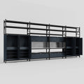 M2222 Modular Work Bench with Shelves - H3100mm x W7500mm | Stainless WBT | Dark Grey