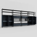 M2222 Modular Work Bench with Shelves - H3100mm x W7500mm | Stainless WBT | Dark Grey