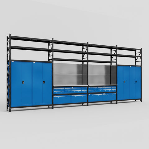 M2222 Modular Work Bench with Shelves - H3100mm x W7500mm