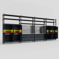 M2222 Modular Work Bench with Shelves - H3100mm x W7500mm | Stainless WBT | Dark Grey