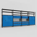 M2222 Modular Work Bench with Shelves - H3100mm x W7500mm | MDF WBT | Blue