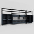 M2222 Modular Work Bench with Shelves - H3100mm x W7500mm | Stainless WBT | Dark Grey