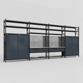 M2222 Modular Work Bench with Shelves - H3100mm x W7500mm | Stainless WBT | Dark Grey