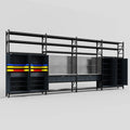 M2222 Modular Work Bench with Shelves - H3100mm x W7500mm | Stainless WBT | Dark Grey