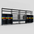 M2222 Modular Work Bench with Shelves - H3100mm x W7500mm | Stainless WBT | Dark Grey
