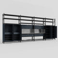 M2222 Modular Work Bench with Shelves - H3100mm x W7500mm | Stainless WBT | Dark Grey