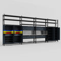 M2222 Modular Work Bench with Shelves - H3100mm x W7500mm | Stainless WBT | Dark Grey
