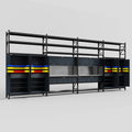 M2222 Modular Work Bench with Shelves - H3100mm x W7500mm | Stainless WBT | Dark Grey