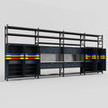 M2222 Modular Work Bench with Shelves - H3100mm x W7500mm | Stainless WBT | Dark Grey