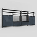 M2222 Modular Work Bench with Shelves - H3100mm x W7500mm | Stainless WBT | Dark Grey