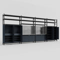 M2222 Modular Work Bench with Shelves - H3100mm x W7500mm | Stainless WBT | Dark Grey