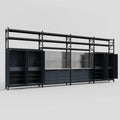 M2222 Modular Work Bench with Shelves - H3100mm x W7500mm | Stainless WBT | Dark Grey