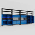 M2222 Modular Work Bench with Shelves - H3100mm x W7500mm