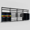 M2222 Modular Work Bench with Shelves - H3100mm x W7500mm | Stainless WBT | Dark Grey