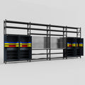 M2222 Modular Work Bench with Shelves - H3100mm x W7500mm | Stainless WBT | Dark Grey