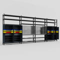 M2222 Modular Work Bench with Shelves - H3100mm x W7500mm | Stainless WBT | Dark Grey