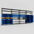 M2222 Modular Work Bench with Shelves - H3100mm x W7500mm