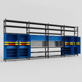 M2222 Modular Work Bench with Shelves - H3100mm x W7500mm
