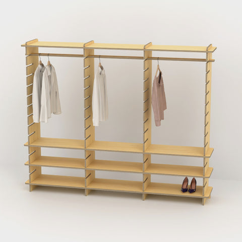 Shelvr Triple Bay Clothing Rack | H1835 x D390mm