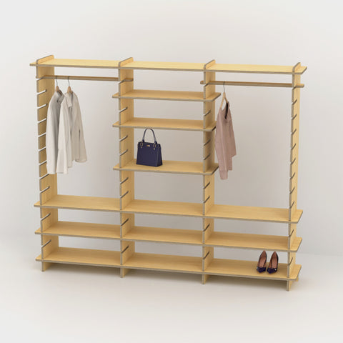 Shelvr Triple Bay Clothing Rack | H1835 x D390mm