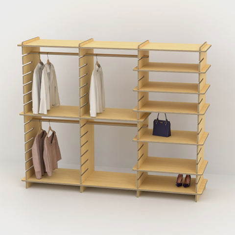 Shelvr Triple Bay Clothing Rack | H1835 x D590mm