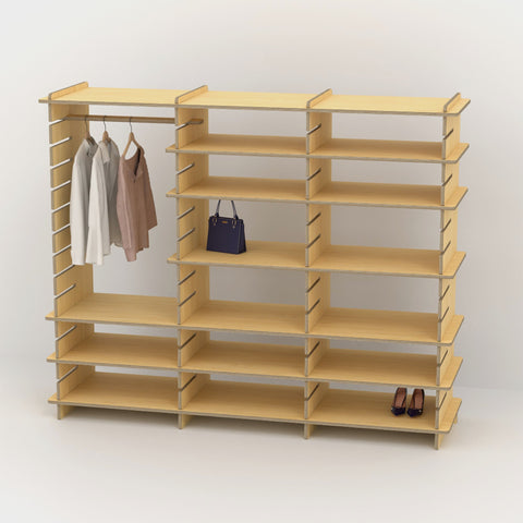 Shelvr Triple Bay Clothing Rack | H1835 x D590mm