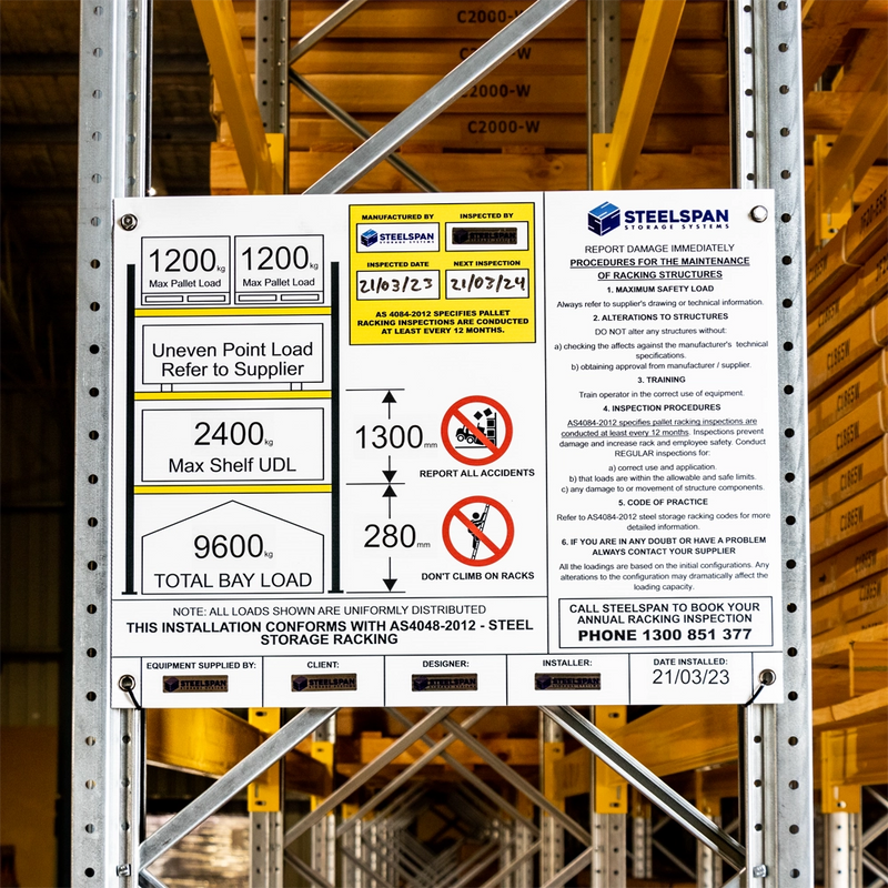 Pallet Racking Working Load Limit Sign