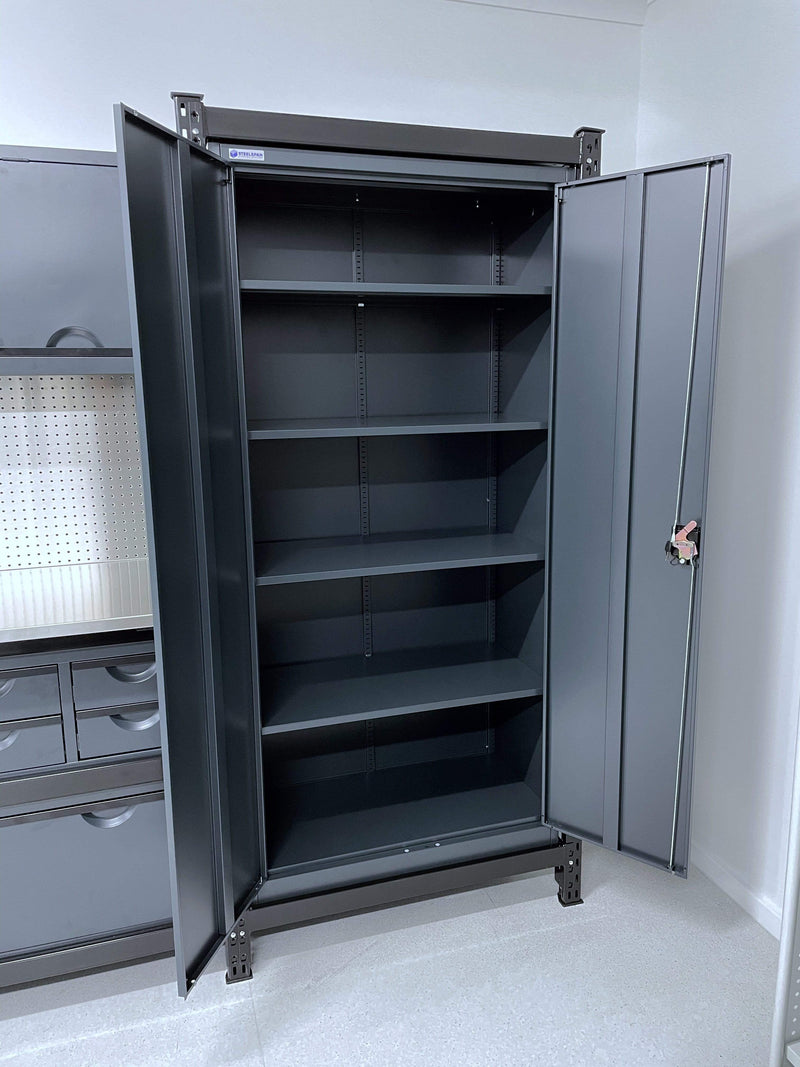 Steelspan Storage Systems Module 10 with Overhead Cabinets - Fully Loaded Stainless Steel