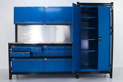 Steelspan Storage Systems Module 10 with Overhead Cabinets - Fully Loaded Stainless Steel